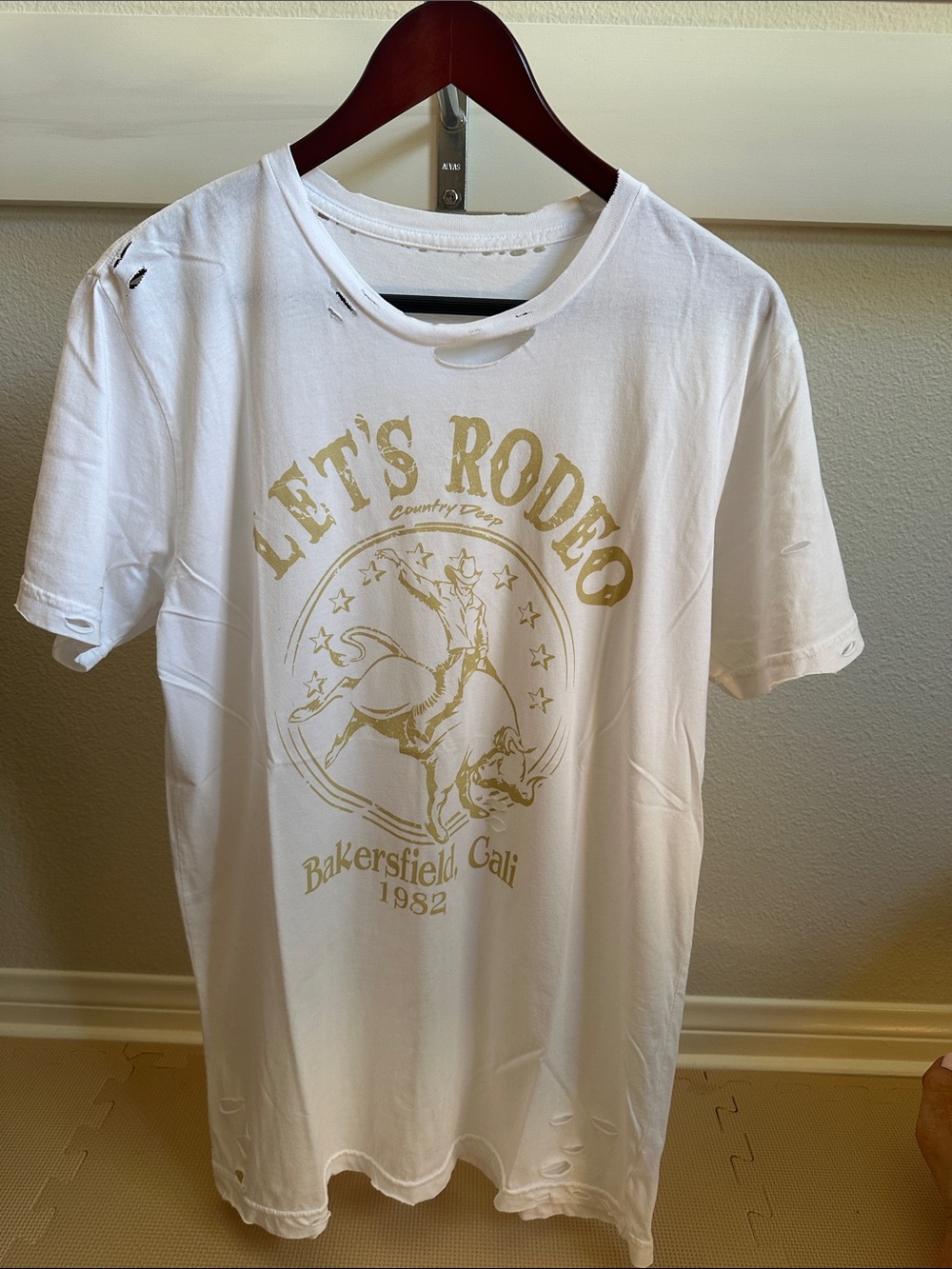 Let's Rodeo Graphic Tee - White with Gold Print